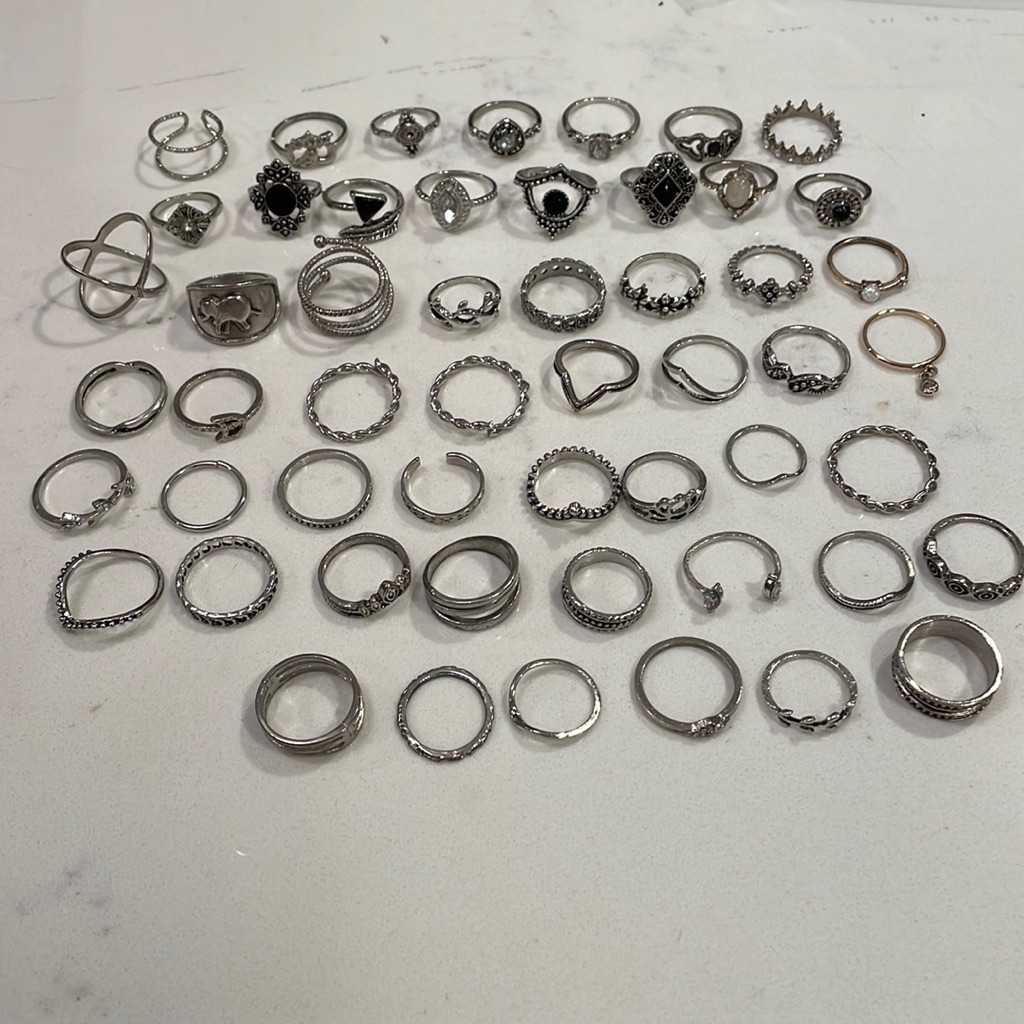 Stackable Ring Set, Silver Plated, Multiple Sizes, Boho Style